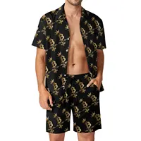 Golden Bitcoin Men Sets Blockchain Crypto Print Casual Shorts Beachwear Shirt Set Summer Funny Suit Short Sleeves Big Size 1