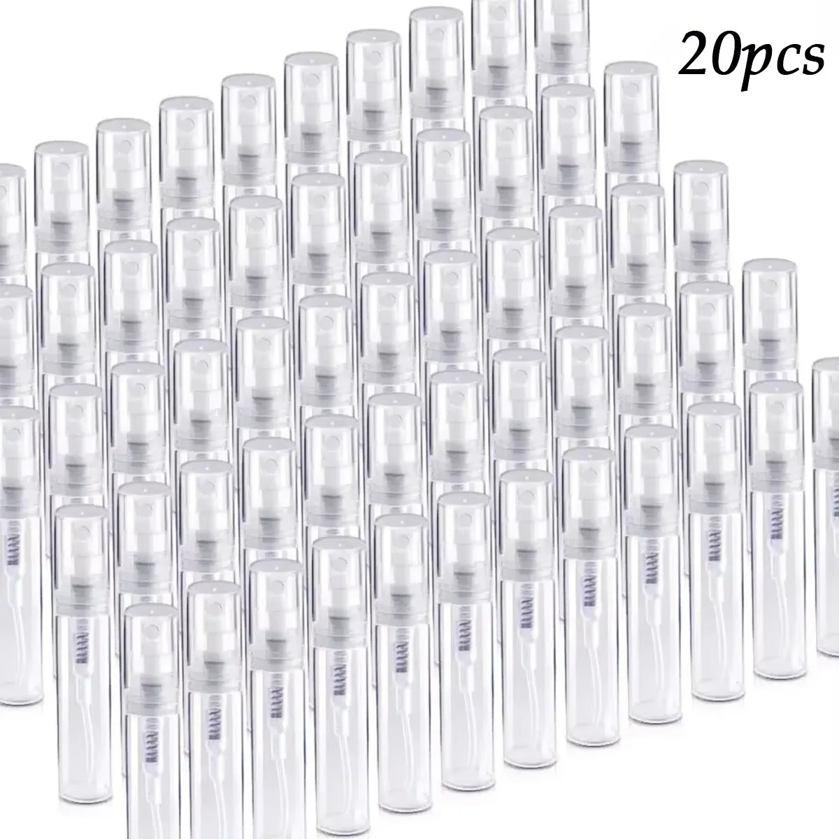 20 팩 3ml/2ml/5ml 미니 투명 플라스틱 스프레이 병 청소, 여행, 에센셜 오일, 향수를위한 빈 귀여운 향수 분무기