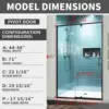 44-48" W x 71" H Piovt Swing Glass Shower Door,Pivot Semi-Frameless Glass Shower Door Matte Black Finish Shower Doors 3