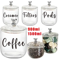 Coffee Bar Cansister Storage Organzier Coffee Pods Filters Creamer Box with Lids Airtight Kitchen Food Storage Container 1