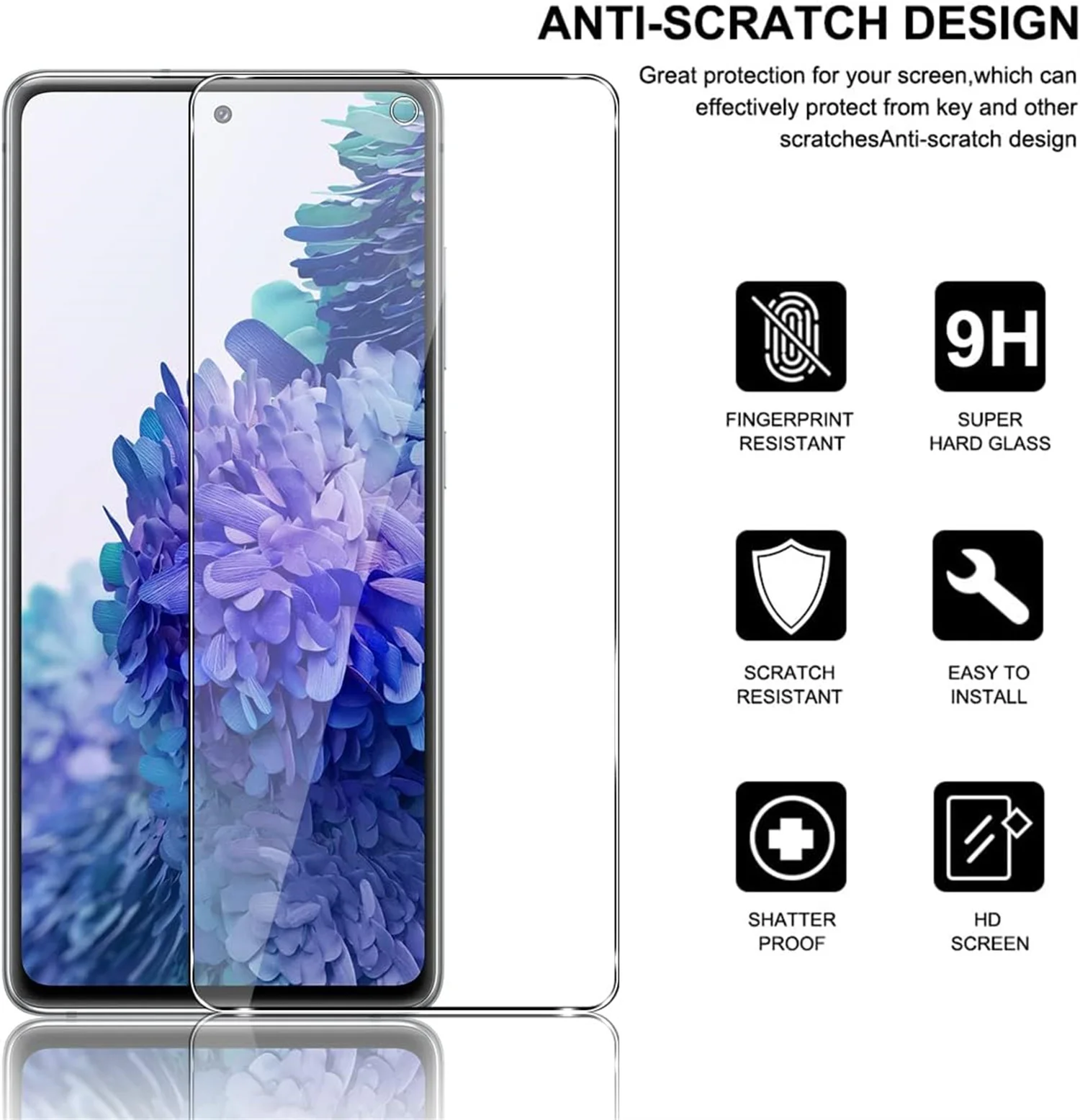 Shatterproof Tempered Glass Screen Protector - 2/4 Pack