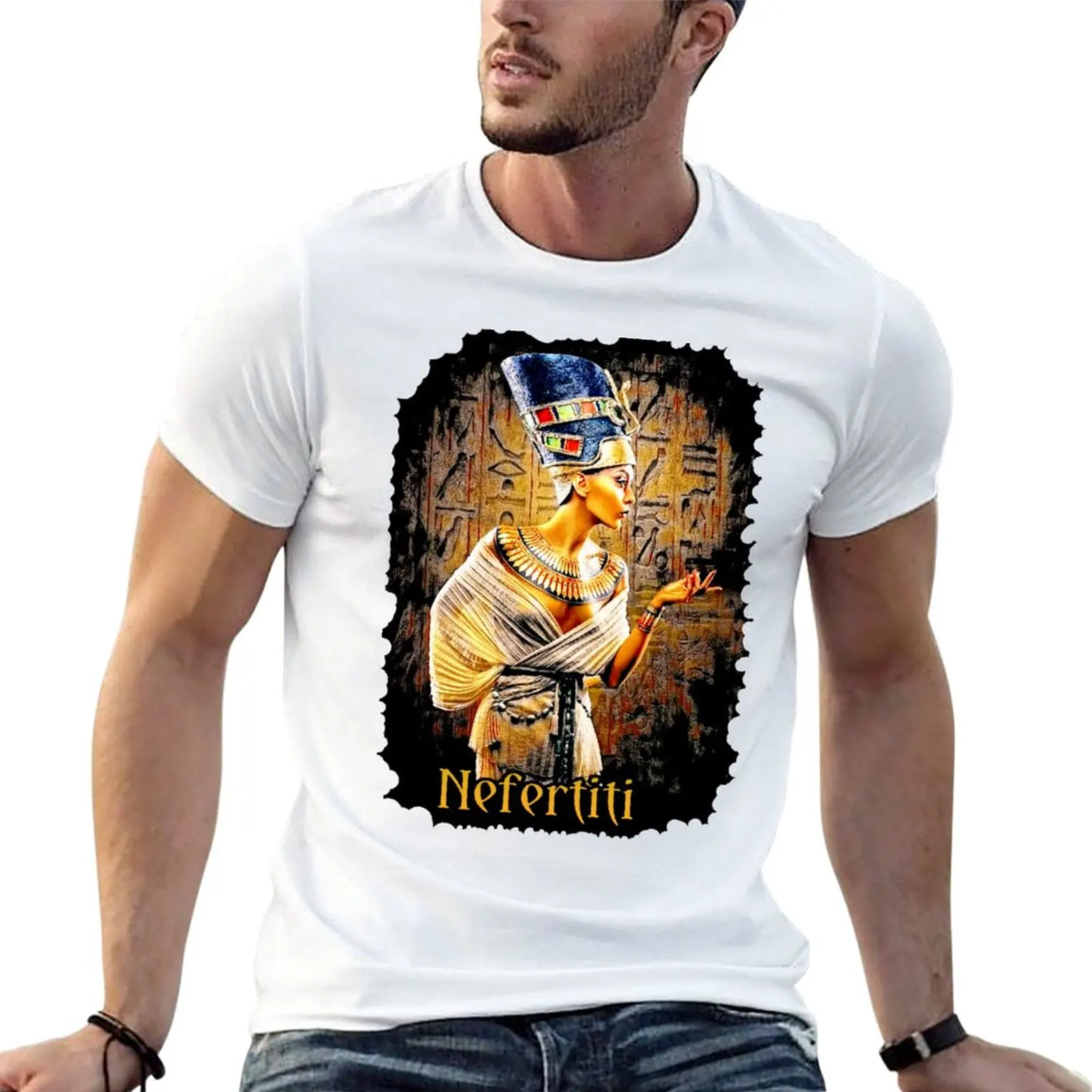 

Новая футболка Queen Nefertiti, кавайная одежда, летние топы, рубашка с животным принтом для мальчиков, мужские высокие футболки