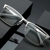 Lunettes de lecture demi-monture en métal pour hommes, monture de lunettes bloquant la lumière bleue, Type d'affaires, lunettes de Prescription de haute qualité 3