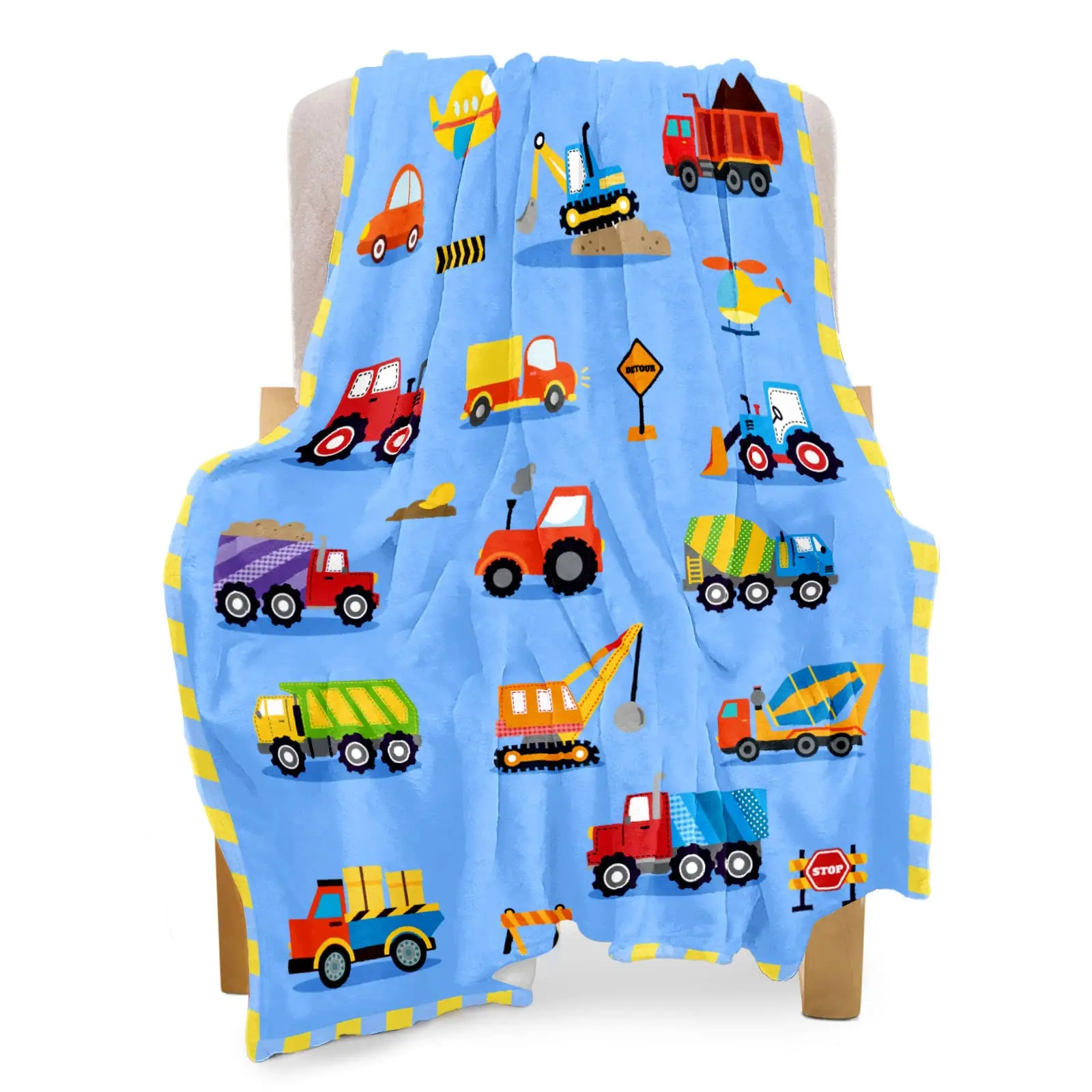 Construction Fleece Blanket,Throw, Bedspread 1