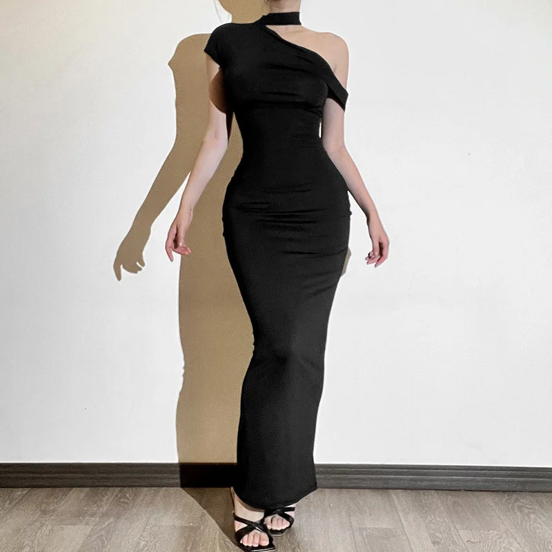 Elegant Sleeveless Irregular Bodycon Dress For Women Autumn New Fashion Long Dress Off Shoulder Party Evening Dress