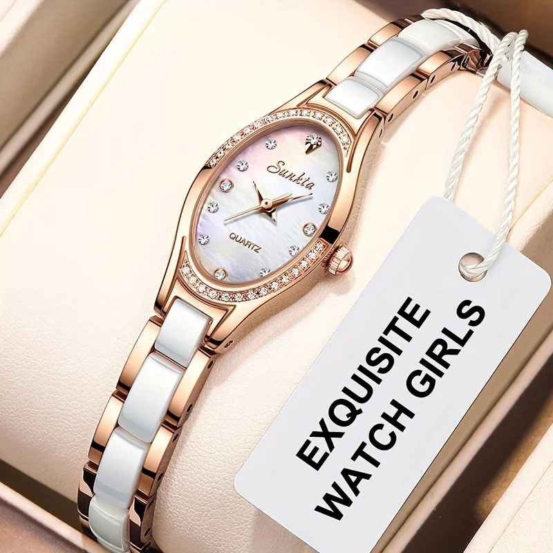 

Exquisite Girls Watch Stainless Steel Ceramic Strap Dazzling Shell Dial Life Waterproof Watch Preferred Watch for Gift Watch