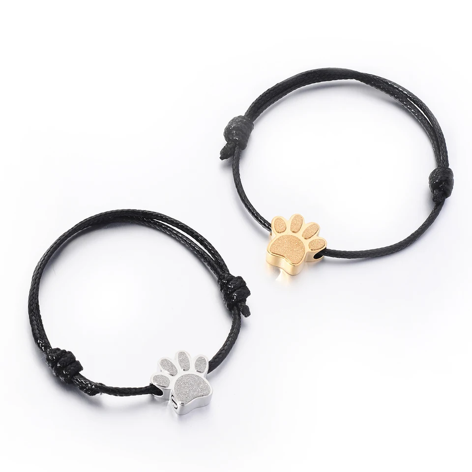 Adjustable Braided Leather Ashes Bracelet For Men In Black