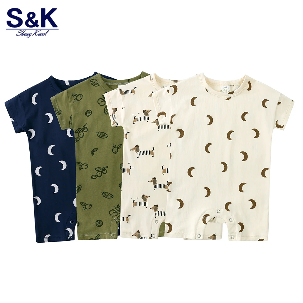 Baby Boy Girl Rompers Newborn Items Toddler Jumpsuits Babies Cute Printed Clothes 0-2Y Summer Onesie Cotton Baby Clothes