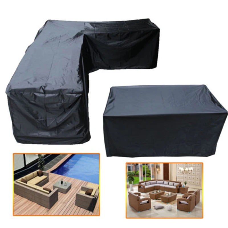 Housse de canapé d'angle d'extérieur en rotin de jardin, housse de meubles d'angle en forme de V, ensemble de protection imperméable pour canapé, housses anti-poussière polyvalentes