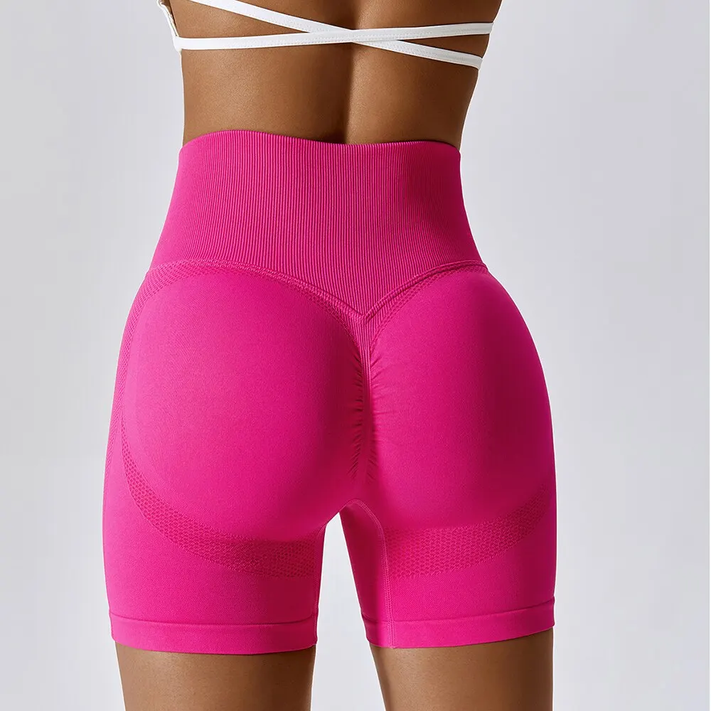 Women's High Waist Seamless Fitness Shorts - Push Up Gym Yoga Activewear