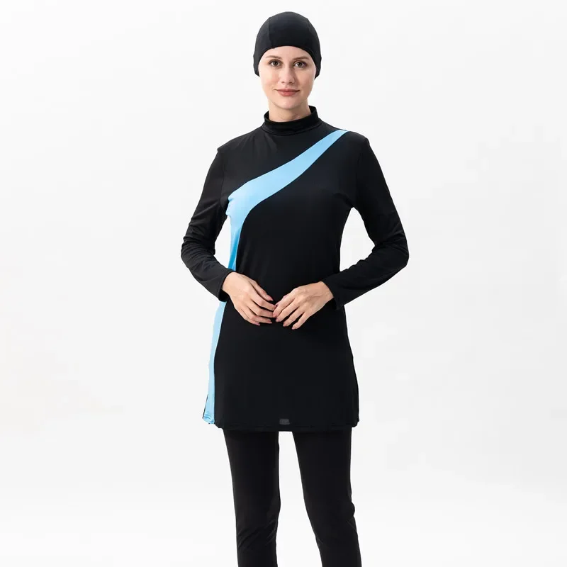 Muslim Sport Wear Sets for Woman Three-piece Long Sleeve Swimsuit with Pants Burkini Muslim Swimwear for Hijabis 5XL