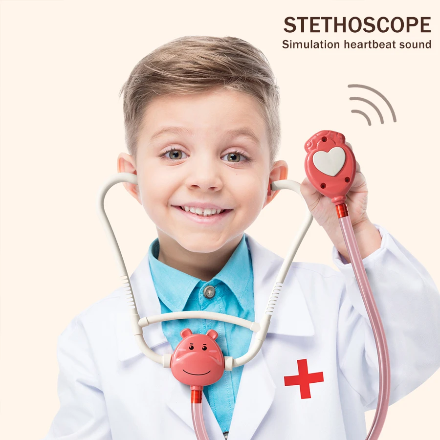 58Pcs Medical Toy Kids Doctor Pretend Play Kit, Pretend Play Set with Stethoscope for Kids Doctor Role Play Dress-Up , Birthday 3