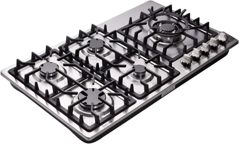 Fuel Sealed 5 Burners Stainless Steel Drop-In Gas Hob DK258-A08 Gas Cooker