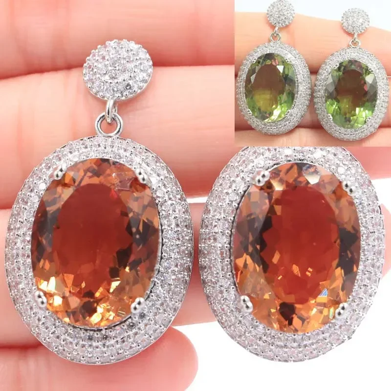 18g 925 SOLID STERLING SILVER Earrings Violet Topaz Kunzite Alexandrite Topaz Zultanite Purple Spinel White CZ Dating