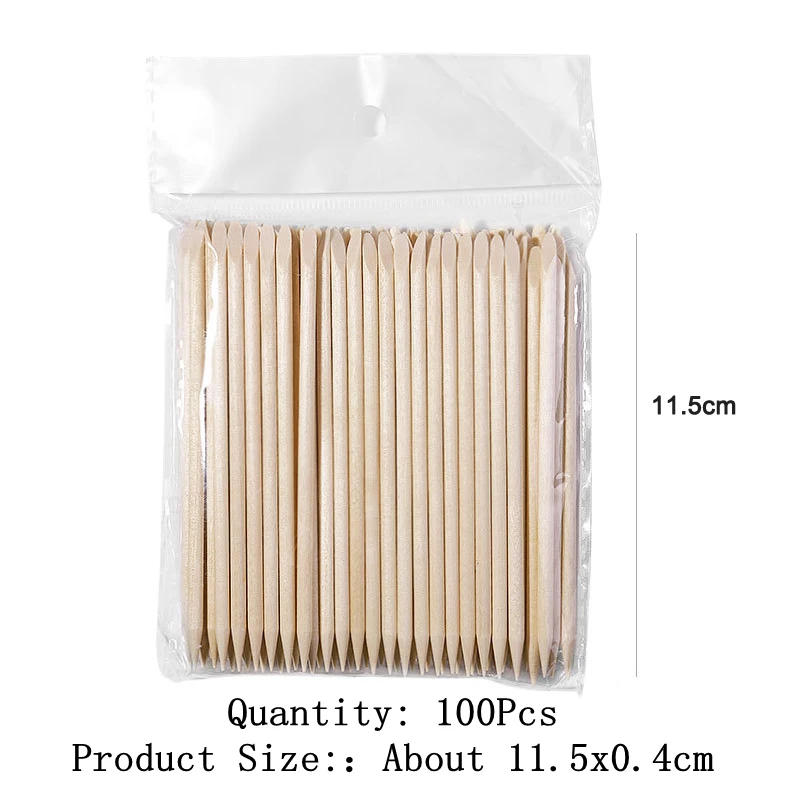 100Pcs Orange Wood Sticks for Nail Care and Nail Art