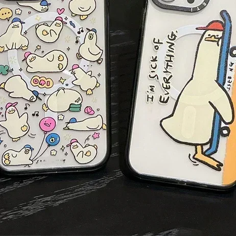 MagSafe Acrylic Cute Duck Phone Case Cover for iPhone 11 12 13 14 15 Pro Max Case for iPhone 15 ProMax