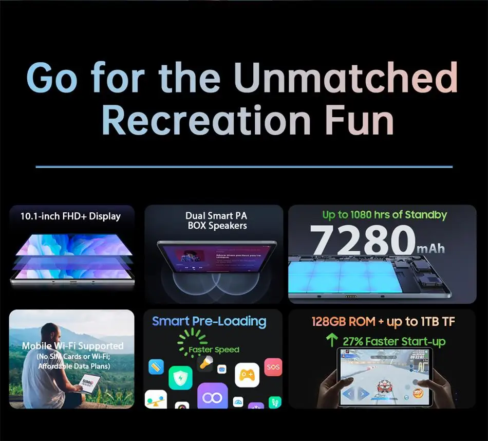 Blackview Tab 13 10.1'' Tablet with FHD+ Display, 128GB Storage, MTK Helio G85 Octa Core, 7280mAh Battery, 13MP Camera, Android 12 Description Image.This Product Can Be Found With The Tag Names Battery, Mobile Phones, Phones Telecommunications