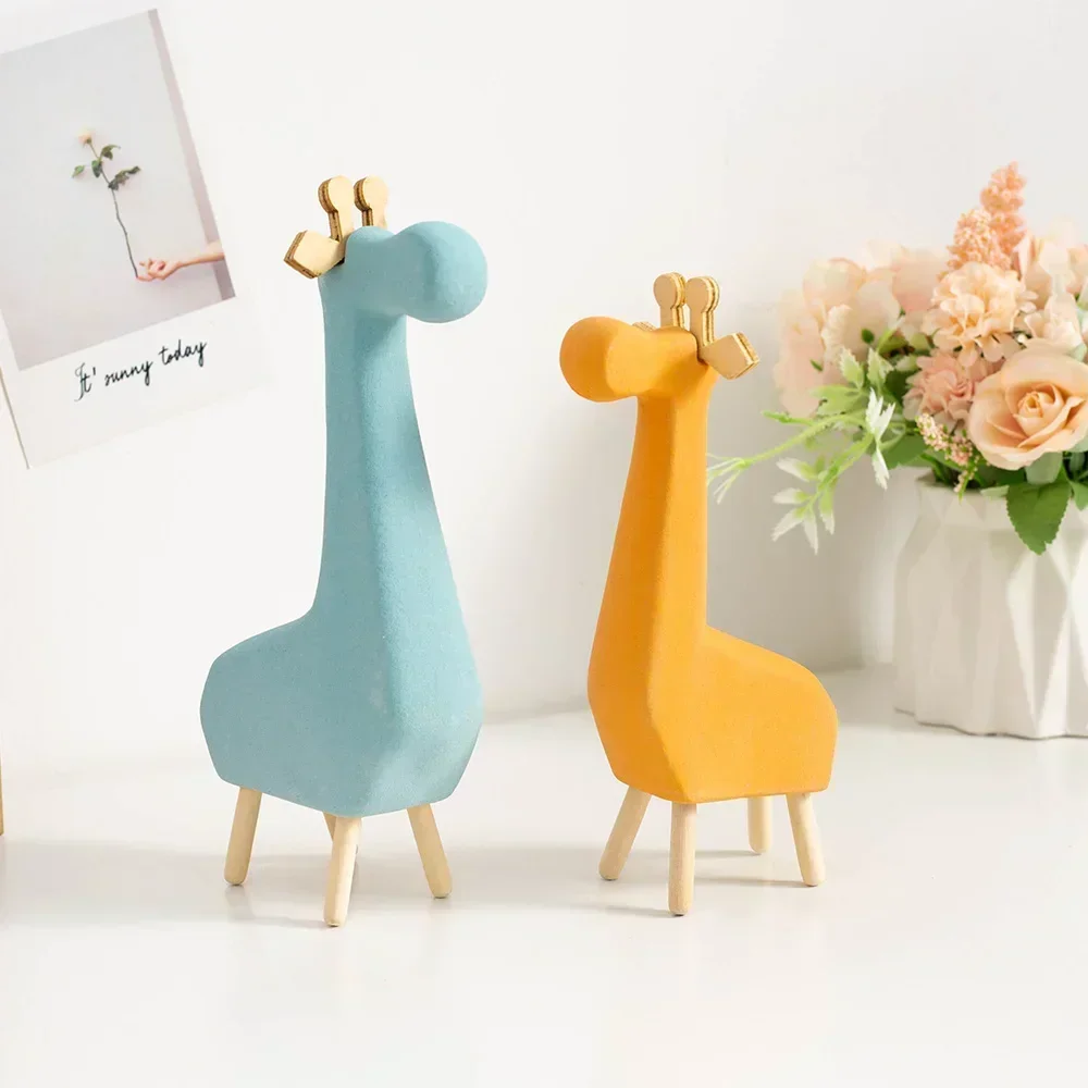 

Home Decor Creative 2PCS Animal Statuette Modern Style Living Room Table Ornament TV Cabinet Accessories Desk Decoration Crafts
