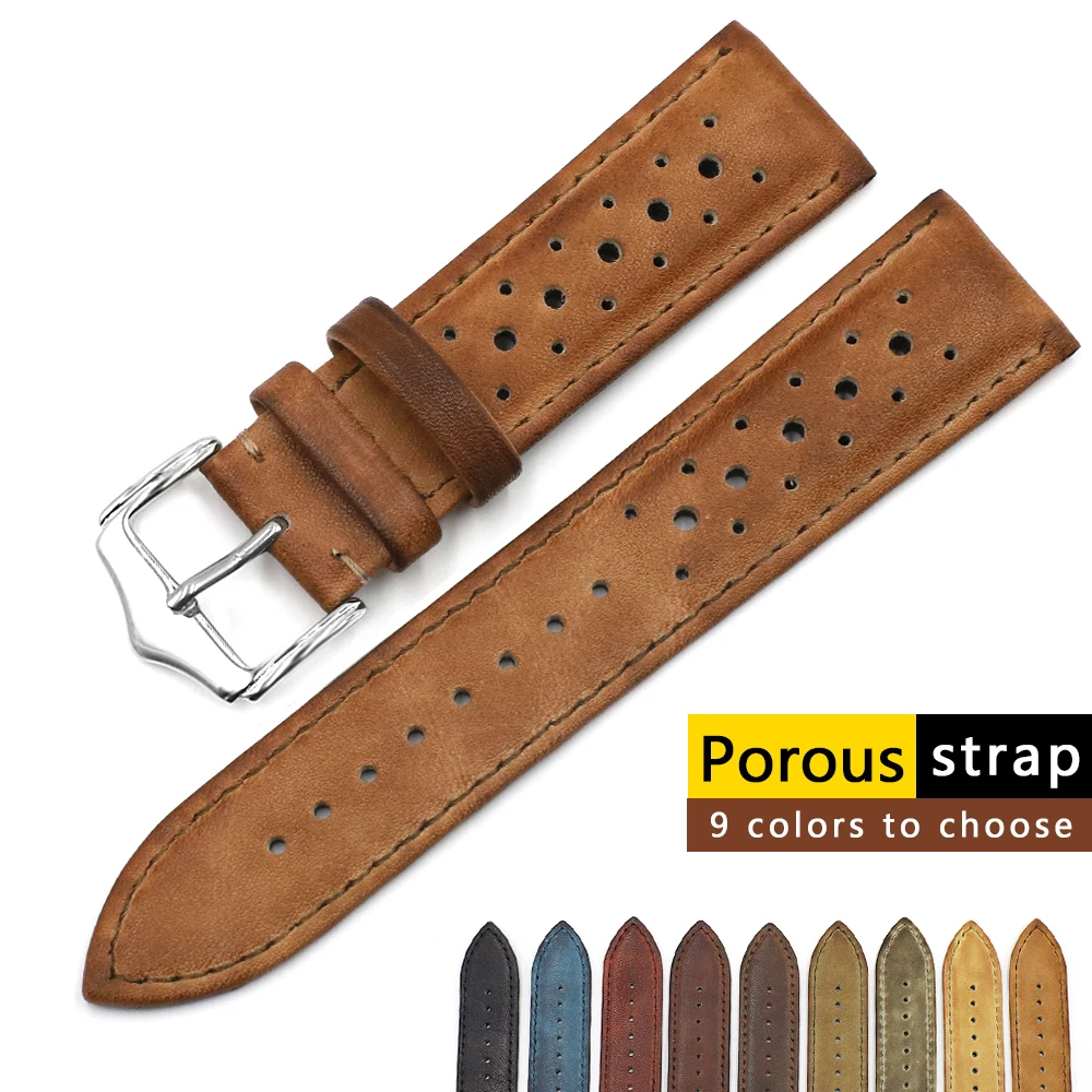 Vintage Handmade Discoloration Genuine Leather Watch Strap - Multiple Colors