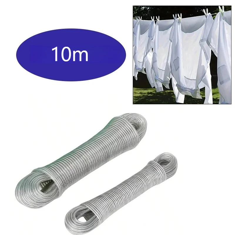 10M Steel Clothesline with Pvc Coating-Durable, Versatile, Easy to Clean, Indoor Outdoor Supplies, Rustproof and Wear-Resistant