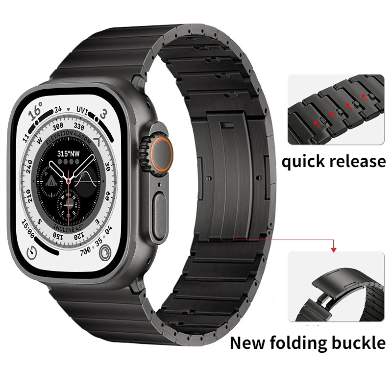 Titanium Strap For Apple Watch Ultra 49mm 45mm 44mm 41mm 42mm 40mm Lightweight Convenient Bracelet band iWatch 8 7 6 5 4 3 SE