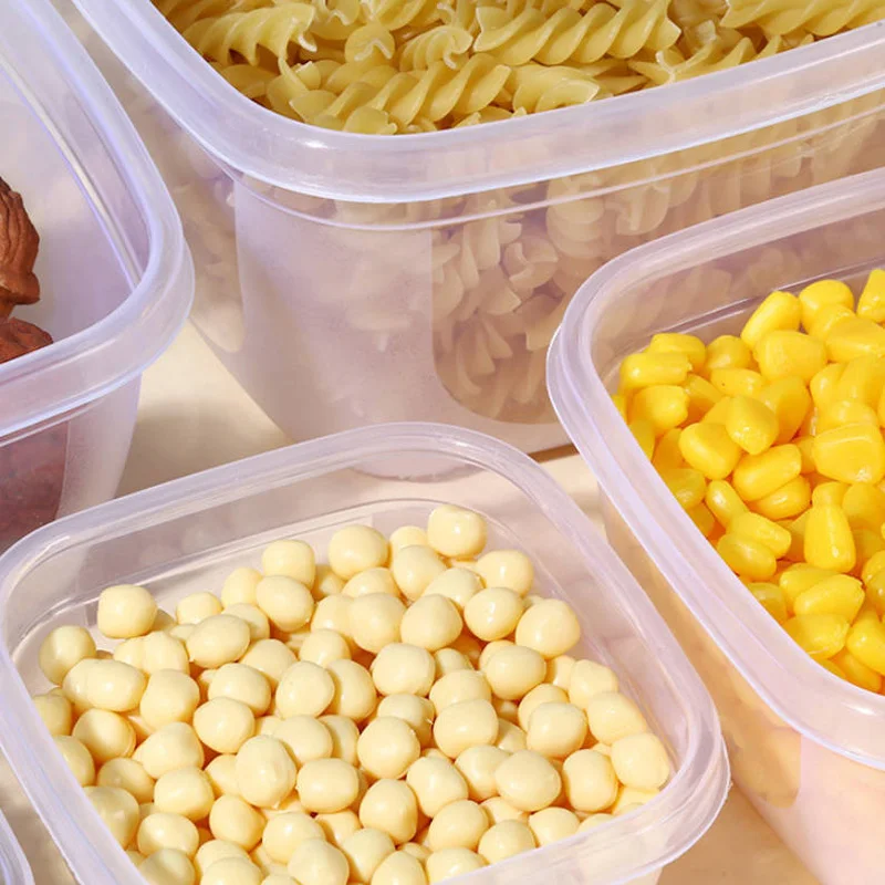 5Pcs/Set Sealed Square Round Crisper Refrigerator Rainbow Food Storage Boxes Preservation Box Container Kitchen Supplies 2
