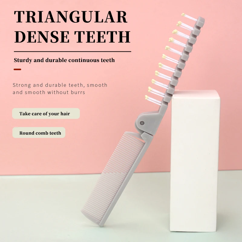 

Grey Multi-function Plastic Foldable Hair Styling Pocket Comb For Women Men Head Massage Detangling Hair Brush