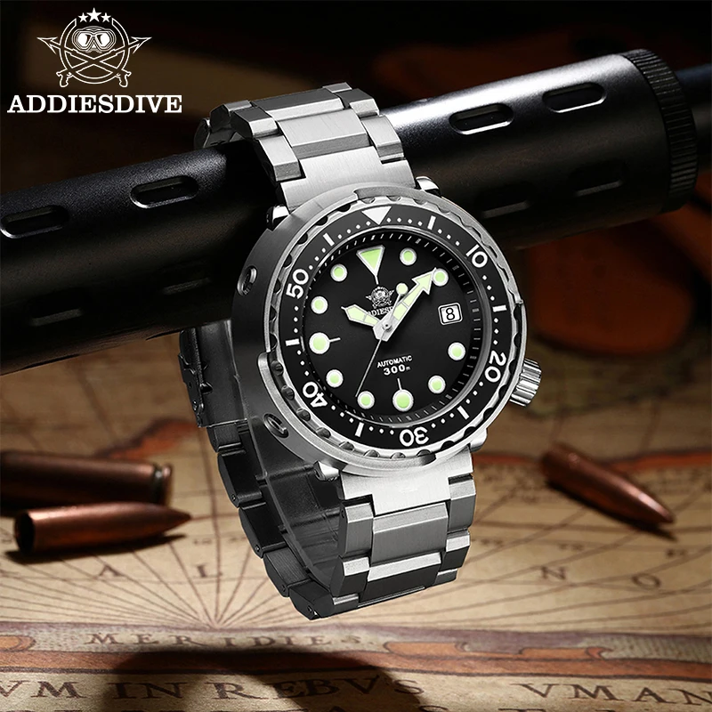 Men's Mechanical Watch 8215 Movement Sapphire Glass Stainless Steel Watch Night Light Waterproof Diving