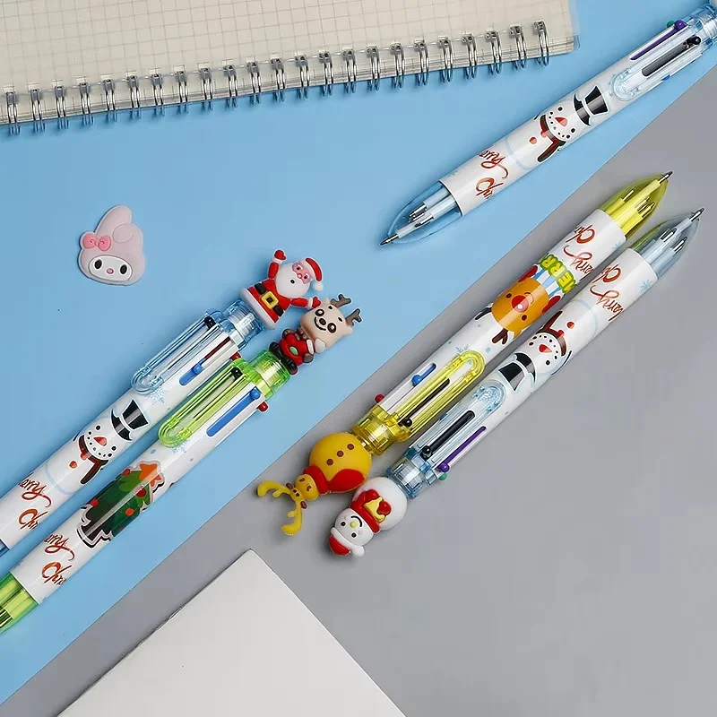 10-20pcs Cartoon Santa Claus Gel Pen 6 Color Student Gift Creative Kawaii Ballpoint Pen School Holiday Writing Stationery
