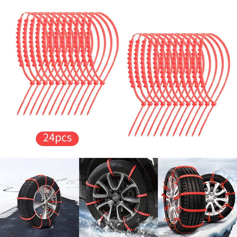 AAZRZR 24pcs Car Truck Anti skid Nylon Tyre Chains Snow Mud Snow Chains Car Security Tire Belt Cable Tire Chain