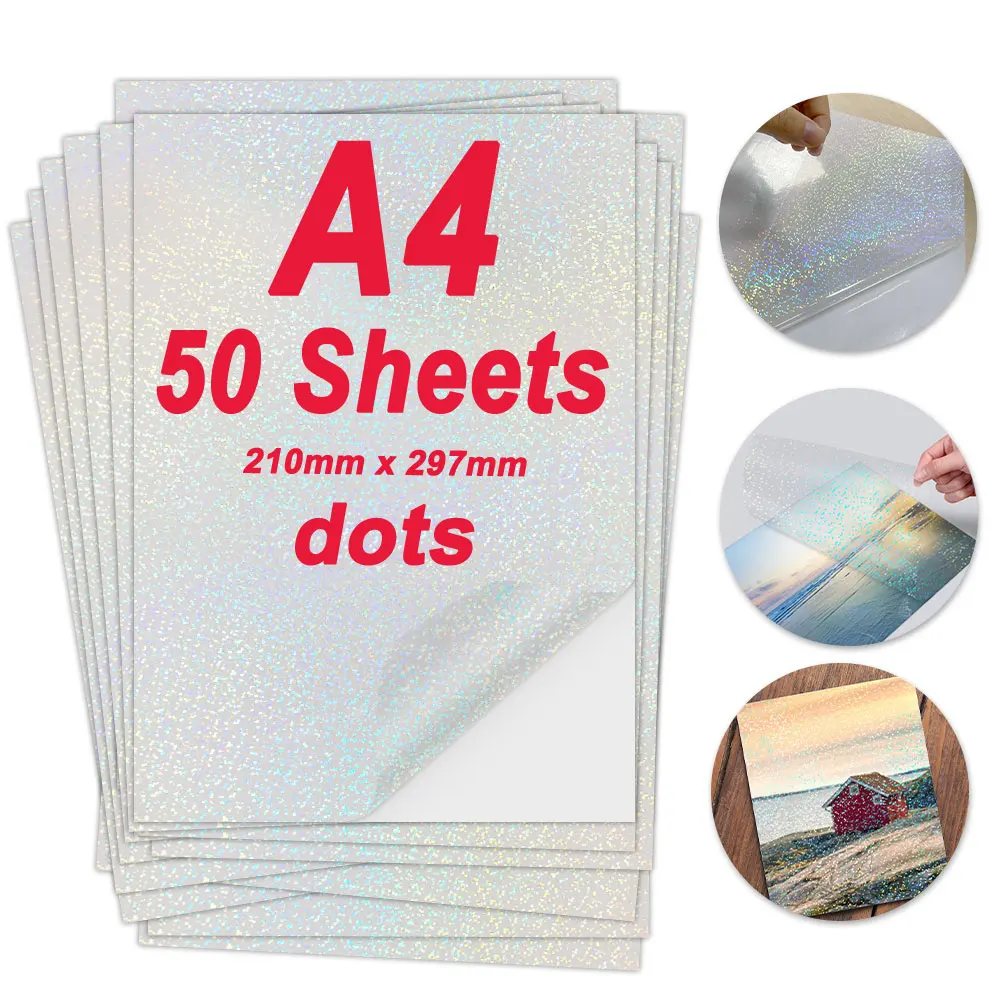 Fogli Laminazione A Freddo A4 - Pellicola Lucida Autoadesiva Per Adesivi E Foto, 25 Pezzi - Foto 2