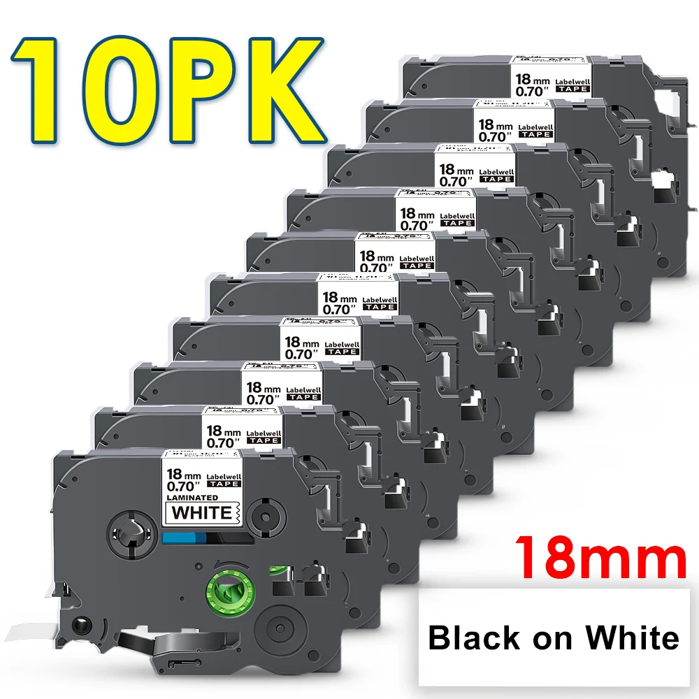 Compatível para o Irmão 241 141 441 541 641 741 841 941 344 345 18 mm Pt-d400 Fita de Etiquetas para o Irmão-p Toque Fabricante da Etiqueta 10 Pcs 241
