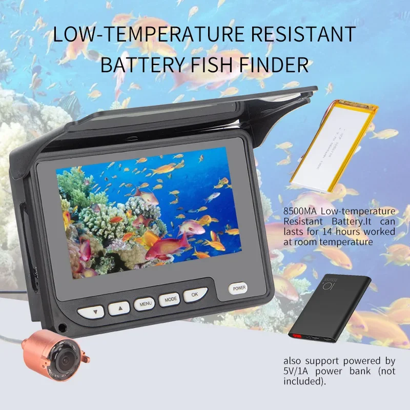 WF05 4.3 inch LCD Monitor Underwater Portable Fishing Camera Fish Finder 8pcs Infrared Lamp With Record and Photo Function