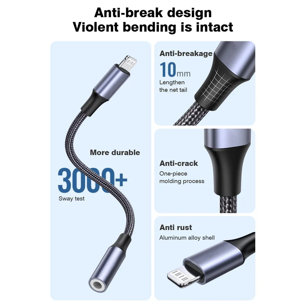 Lightning To 3 5 MM Jack AUX Cable Adapter For iPhone 12 13 14 Pro Adapter Headphone Connector Audio Splitter iphone accessories lightning to headphone adapter