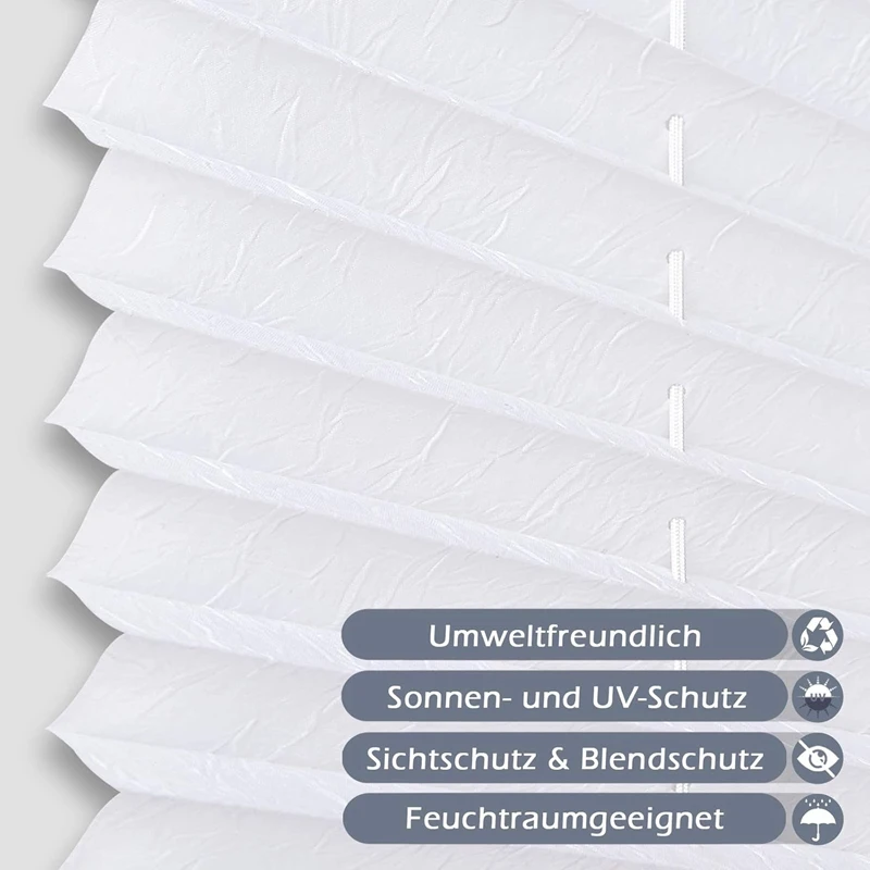 Pleated Blind, Klemmfix, No Drilling,Folding Roller Blind, Window Blind for Doors and Windows, Opaque, Privacy Protection, 2