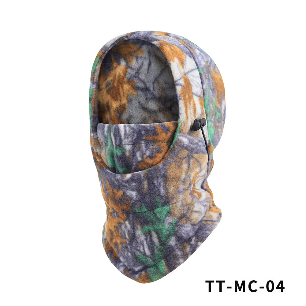 Winter Outdoor Windproof Whole Head Fleece Headgear Keep Warm Hat CS Hunting Fishing Bionic Camouflage Cap Cycling Face Mask