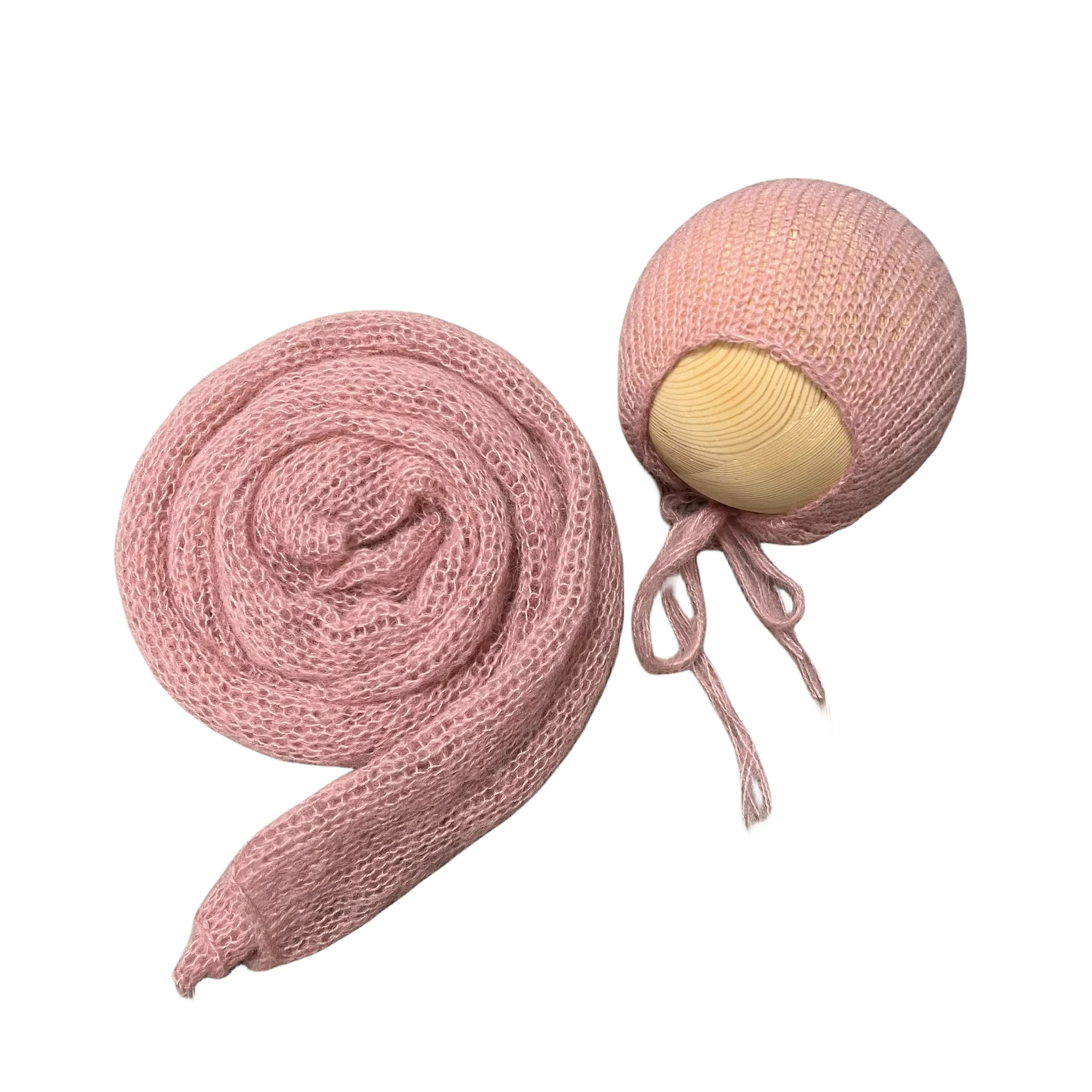 Don&Judy 2PCS/Set Newborn Photography Props Stretchy Soft Hand Knit Mohair Wrap with Hat Baby Infant Photo Shooting Accessories 2021 new newborn photography props christmas red outfit hat knit soft set for baby boy girl clothing photo shooting accessories