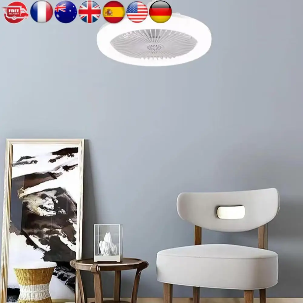 Ceiling Fan with Light Dimmable LED Ceiling Lamp with Remote Control Flush Mount Ceiling Fan for Living Room Dining Room