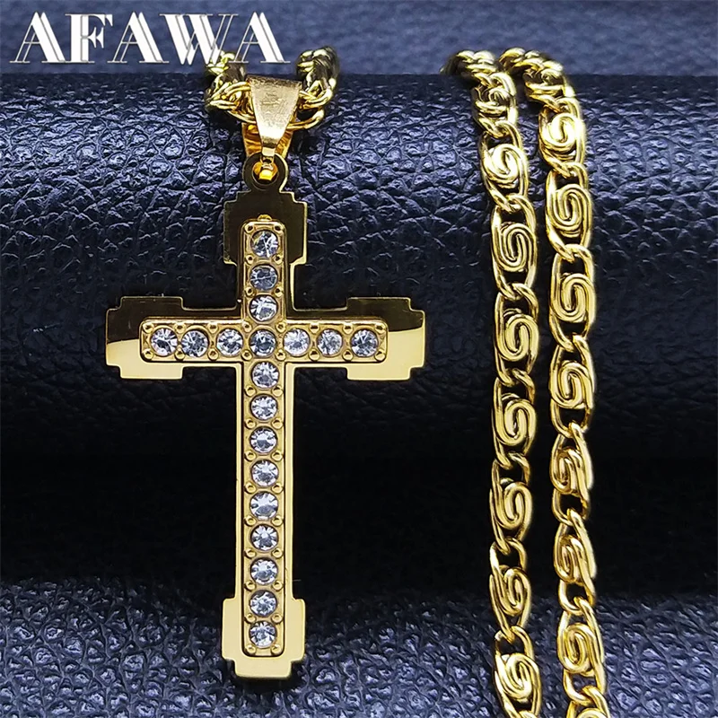 Collana Uomo Con Croce E Gesù In Acciaio Inossidabile | Catena Cristiana 60 Cm, Antiruggine, Colori Oro, Argento, Nero