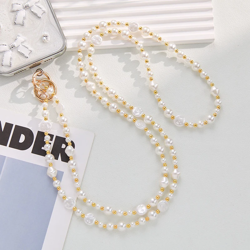 Elegant Pearl Phone Strap and Crossbody Necklace Chain with Anti-Loss Design