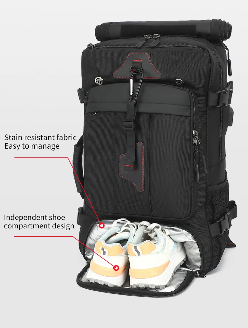 Herren-Rucksack für Reisen mit Großer Kapazität, Business-Reisetasche, Wasserdichter Outdoor-Wanderrucksack, Freizeitrucksack – Detail 12