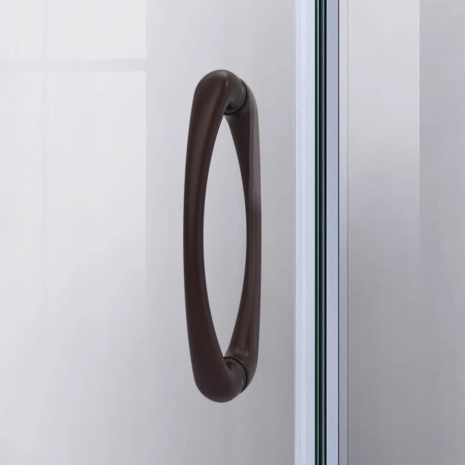 Semi Frameless Clear Glass Sliding Shower Enclosure in Brushed Nickel with White Base Kit Perfect for smaller spaces 6