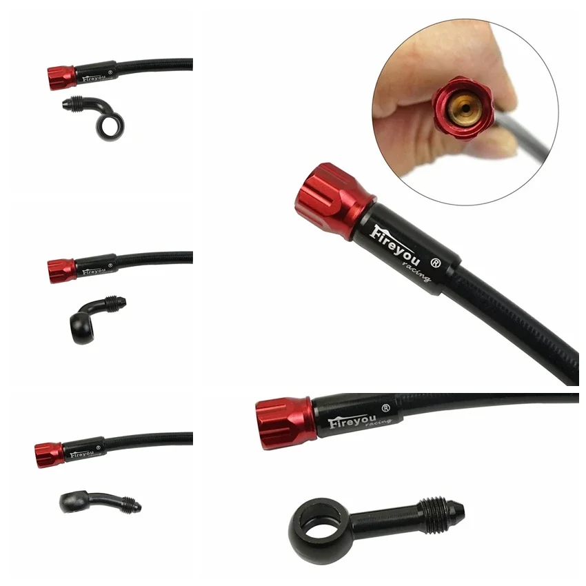 Motorcycle Brake Hose Motorcycle Brake Hose Dirt Bike Braided Steel Hydraulic Reinforce Brake Line Clutch Oil Tube Pipe Universal Scooter AN3 ATV Moto