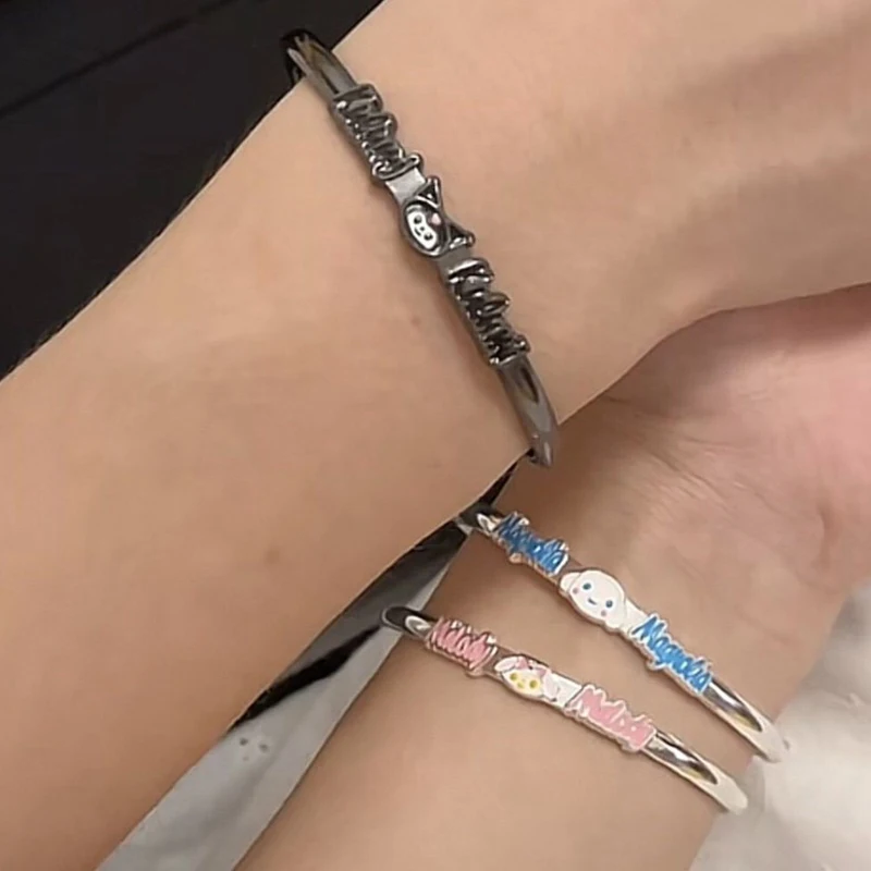 

Милые Браслеты Sanrio Y2K, аниме Kawaii Hello Kitty, серебристые бриллианты, Женские Ювелирные изделия, аксессуары, подарки, блестящий браслет