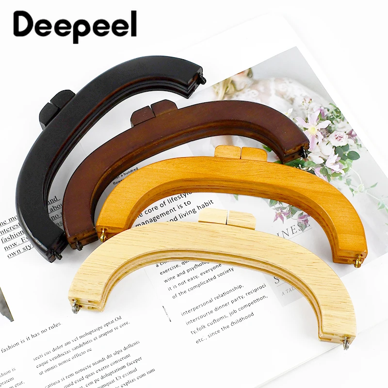 1/2Pcs Deepeel 20/25cm Wooden Bag Handle Purse Frame Closure Kiss Clasp Handbag Wallet DIY Handmade Sewing Brackets  Accessories