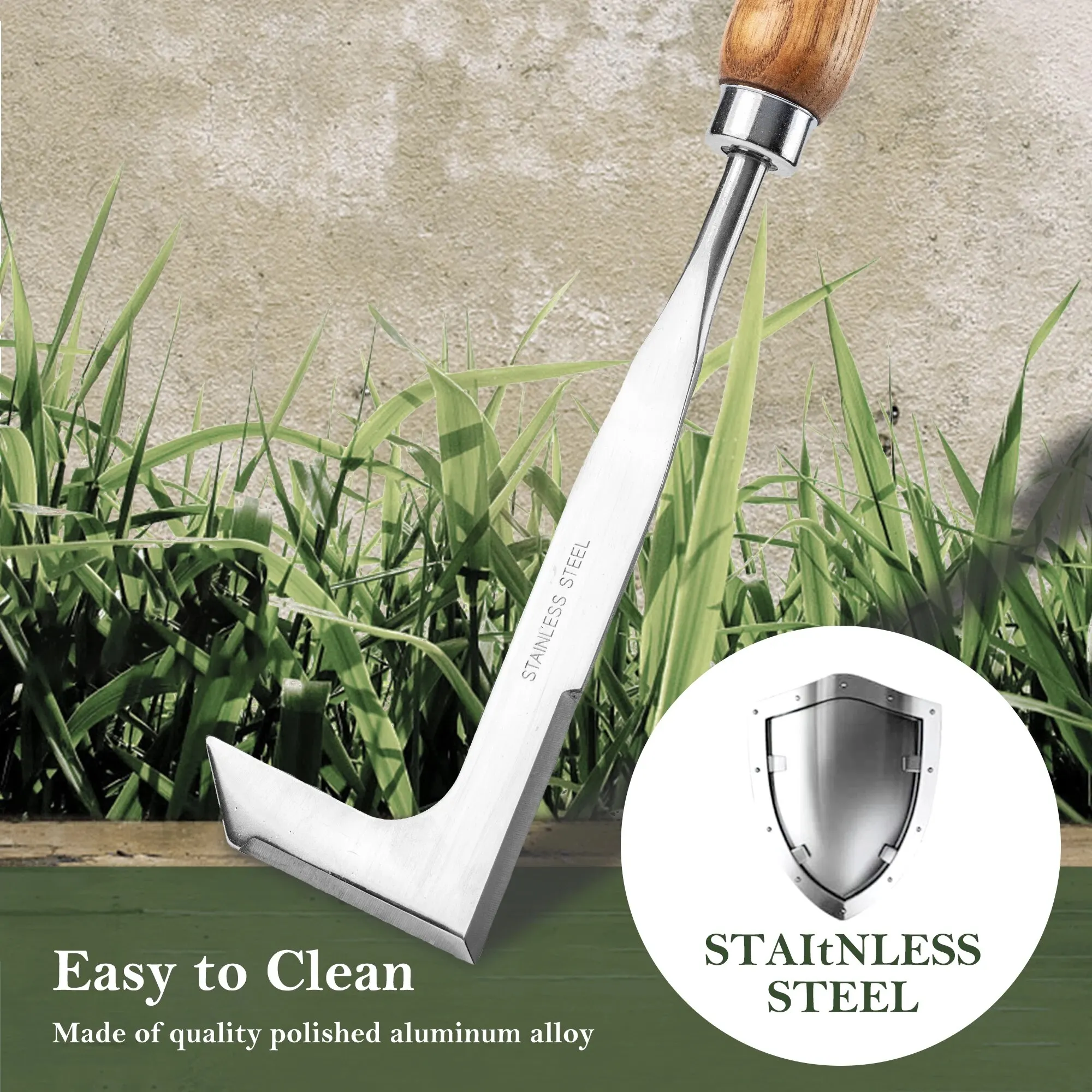 EZARC Crack Weeder Crevice Weeding Tool 11.2" Stainless Steel Manual Weeder L-Shaped Puller Spatula Weeding Sickle 4