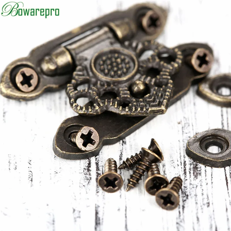 5Pcs Antique Bronze Zinc Alloy Latch Hardware Decorative Jewelry Gifts Wooden Box Suitcase Hasp Latch Hook with Screws 37*25MM