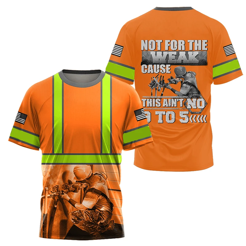 T-shirt homme imprimé 3d uniforme plombier col rond manches courtes_voghion.com