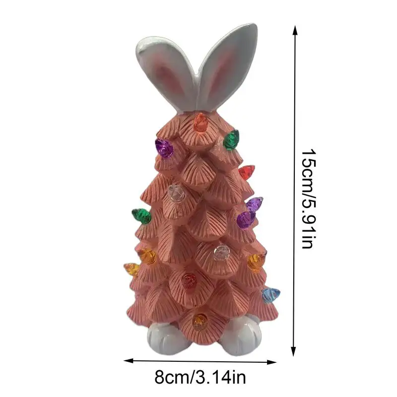 Easter Rabbit Figurines Bunny Tree Shaped Rabbit Statue Decor Hand Carved Beautifully Detailed Adorable Resin Bunny Figurines