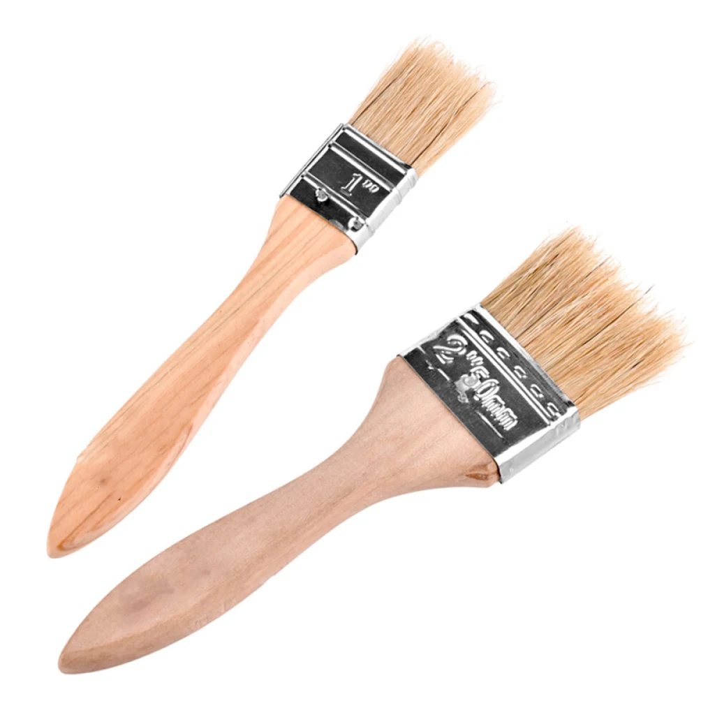 2pcs Natural Bristle Pastry Brushes Hardwood Handle Heat-resistant BBQ Brush